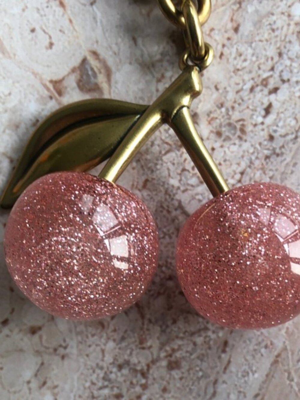 Coach Pink Glitter Cherry Key Charm with Gold Hardware - Picture 3 of 3